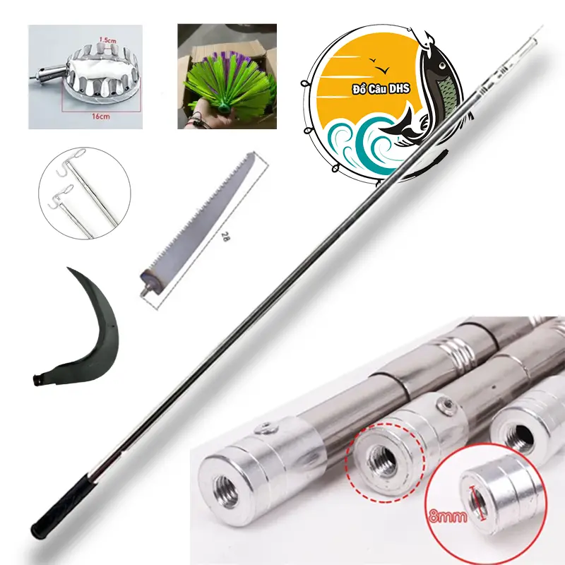 Sào Rút Inox 304 Tiện Ích Và Bền Bỉ - Đầy Đủ Phụ Kiện, Cắt Cành, Móc Treo Đồ, Lau Trần Nhà, Hái Hoa Quả. . .Thuận Tiện, Dễ Dàng Sử Dụng