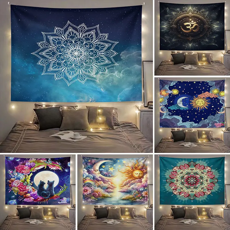 Mandala Background Fabric Bedroom Dorm Living Room Decorative Cloth Transformation Wall Painting Tapestry Decorative Cloth Hanging Cloth