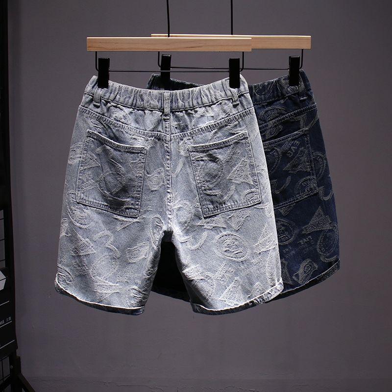 Product Introduction of Quần Soóc Denim, Xu Hướng Phong Cách Mỹ, In Cao Cấp, Dành Cho Nam Giới, Mặc Mùa Hè, Dáng Rộng Vừa Vặn, Quần Dài Đến Đầu Gối Thẳng, Với Đồ Trang Trí, Quần Soóc Cướp Biển Đẹp Trai Menswear 5