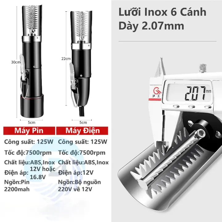 Máy Đánh Vảy Cá Cầm Tay Công Suất Lớn 125W Chống Nước, lưỡi Inox 304 1