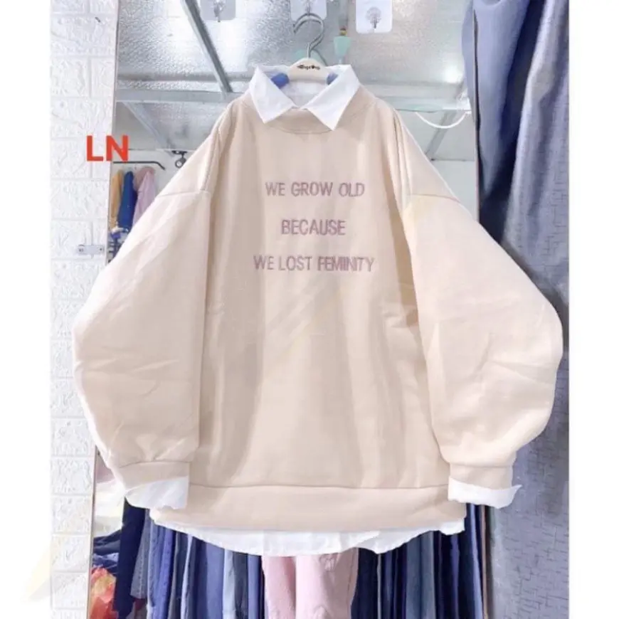[FREESHIP từ đơn 0 đ]] Áo nỉ bo We grow LN11, Áo nỉ Unisex from rộng, Chất nỉ ấm mặc không xù, thiết kế phong cách   -BẢO LOAN