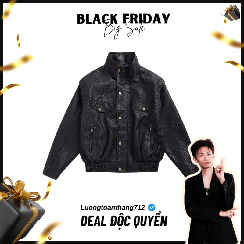 LƯƠNG TOÀN THẮNG x AGUSS Deal Độc Quyền Áo khoác da Bomber Pilot AGUSS vintage dáng rộng phiên bản da sần cao cấp 2024 Leather Jacket Men