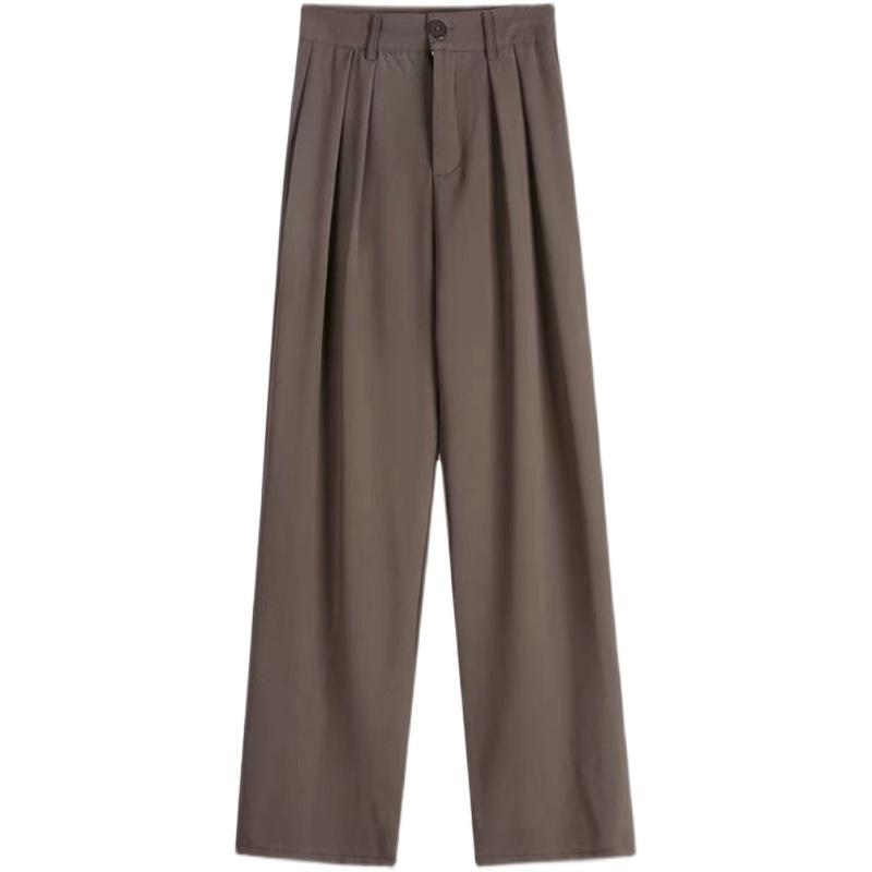Solid Color High Waist Suit Pants Women's Spring and Autumn Sport Pants Loose Casual Drooping Wide Leg Pants Women's Cropped Mop Pants Women's 5