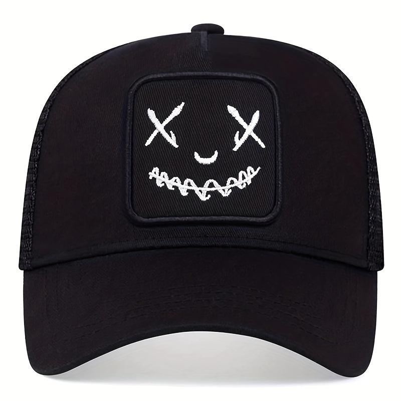 Smiling Face Embroidery Baseball Cap Unisex Mesh Breathable Hip Hop Trucker Hat Adjustable Sunscreen Dad Hats For Women & Men 4