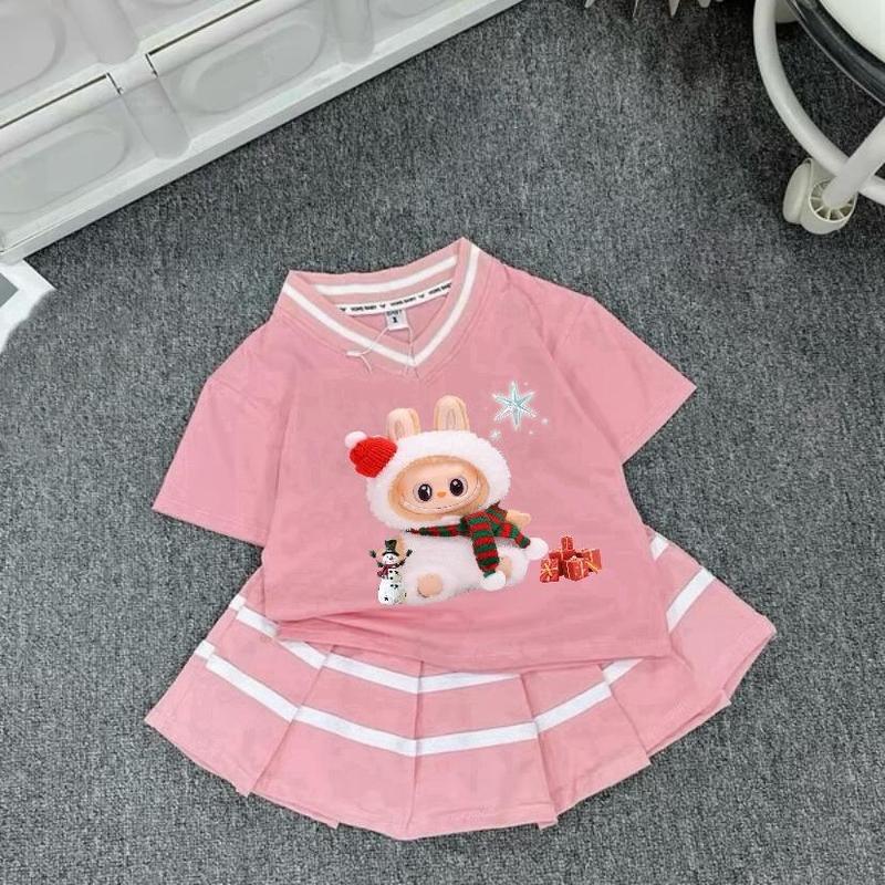 Product Introduction of Váy Xếp Ly mẫu LABUBU, Váy thời trang có LÓT QUẦN cho bé gái sz 10-44kg, Hình IN Pét 5D có thể giặt máy begai vay tetcho 8