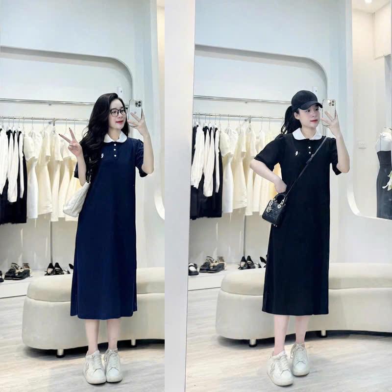 Đầm suông dài , váy suông bầu chất cotton Gemmy House  in hình Horse cổ đức