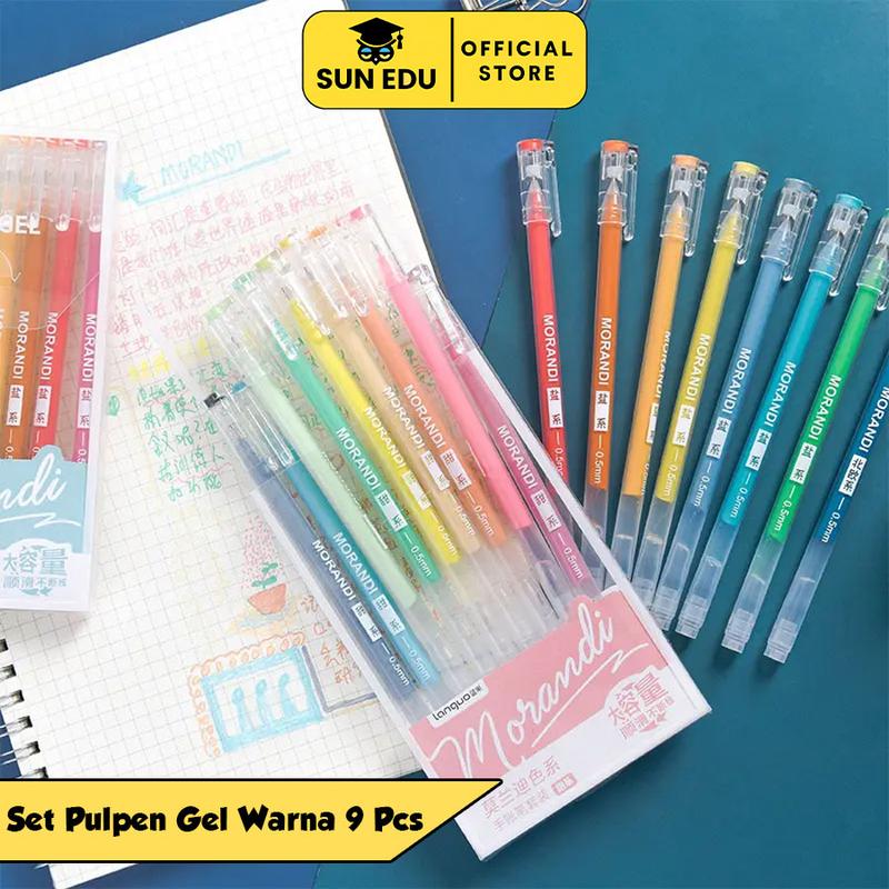 9 PCS Gel pen set colors/ Colorful pulpen warna cute morandi Tinta Stationery Tipe UK tipe  x  kertas 4