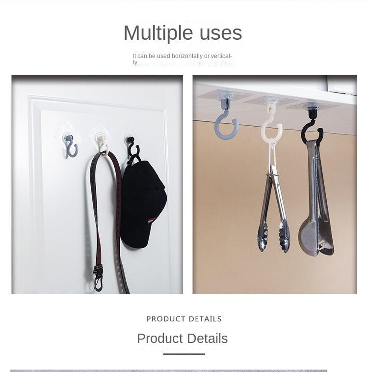 Product Introduction of Heavy Duty Adhesive Hook 360 ° Rotating Ceiling Hook Wall Hanging Hook By Back Coat Hook [Wholesale] Kitchen Organiser 4