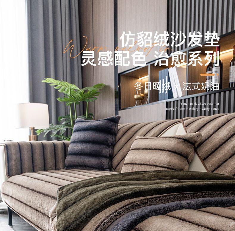 Product Introduction of Autumn and Winter Short Wool Sofa Cushion Nordic Modern High-End Thickened Non-Slip Universal Light Luxury Winter Fur Sofa Cover 0