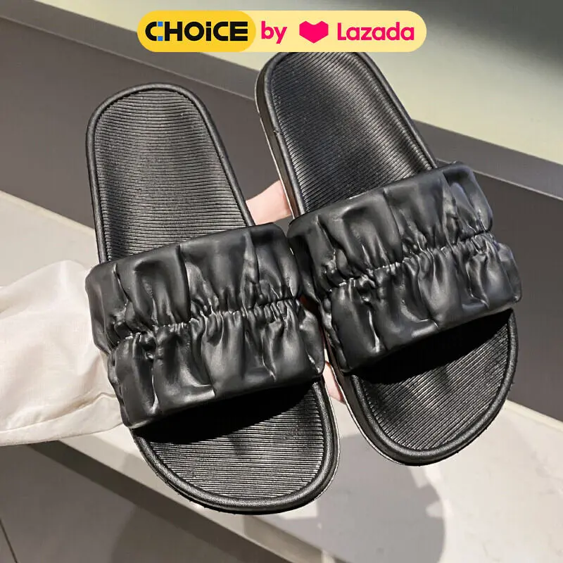 Fashionable Multi-Functional Flat Pleated Sandals for Women Students Summer Work Beach Anti-Slip Fairy Style Shoes