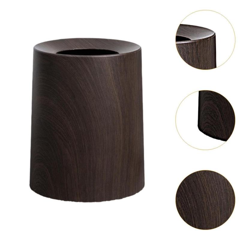 Product Introduction of Wood Grain Trash Can Portable Modern Patio Garbage Can Garbage Container Waste Bin for Toilet Office Entryway Restroom Hotel 2