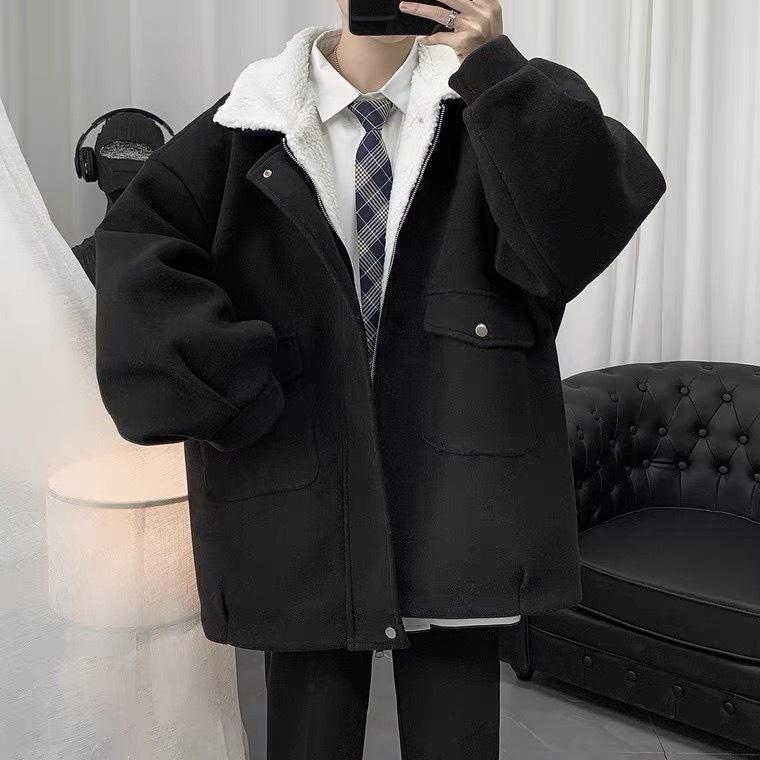 Áo khoác unisex  - Chất dạ lì có lót lông cừu bên trong, lên dáng trẻ trung năng động, mặc ấm phao áo phao nam áophao aokhoac aolong cuunam áo  khoác áo  lông áo  dạ