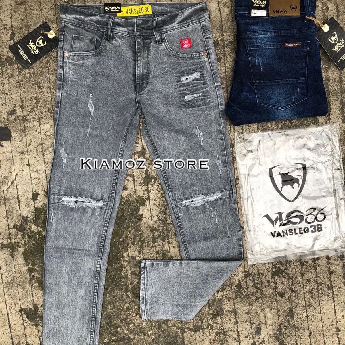 Celana panjang jeans skiny sobek sobek pria/celana panjang jeans street