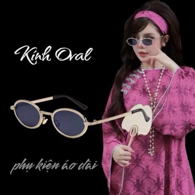    BU   Kính Mát Tròng Oval Gọng Kim Loại Khắc 3D Tinh Xảo - 1185 Women Mắt Kính Kính Mắt 