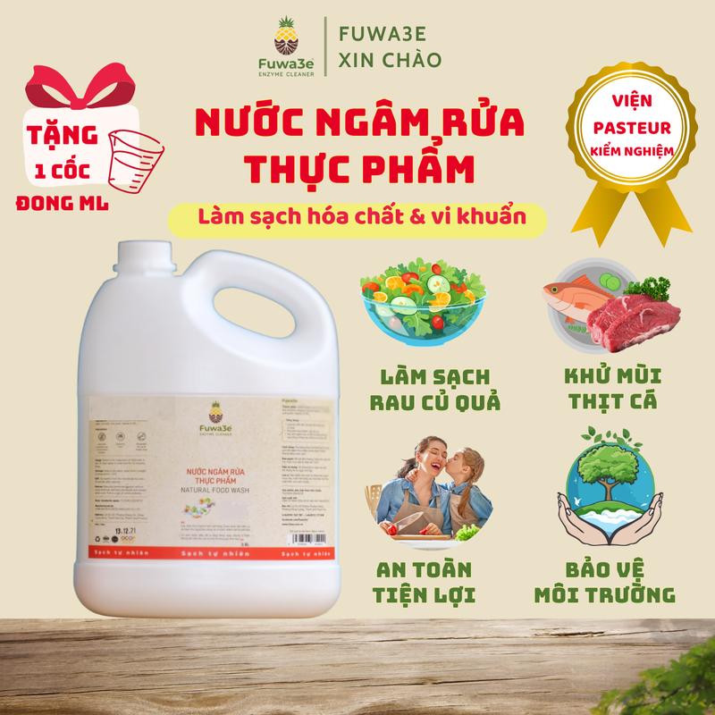 [MUA 2 CAN TẶNG LAU SÀN 1L] Nước Ngâm Rửa Thực Phẩm Enzyme Fuwa3e. Rửa Rau Củ Quả, Thịt Cá Làm Sạch Tồn Dư Hóa Chất, Vi Khuẩn
