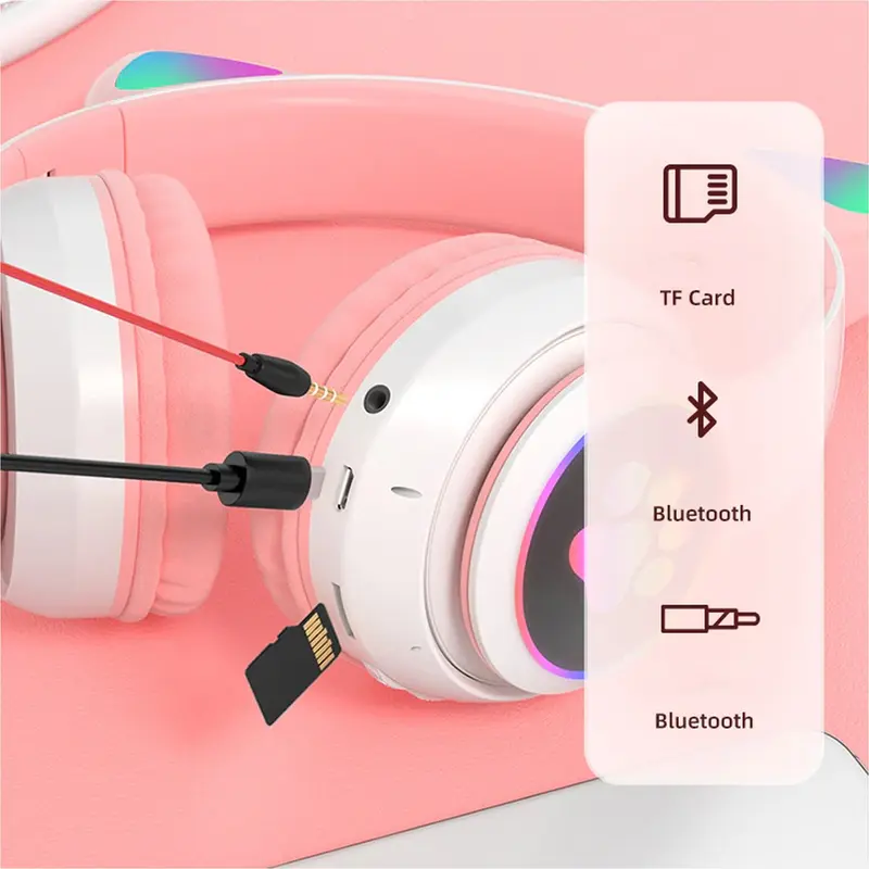 Headphone Bluetooth Wireless Model Telinga Kucing Headset Anak Dan Dewasa 2