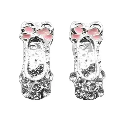 Nfpedgn Women Cute Bowknot Ballet Shoes Shape Ear Studs Fashion Shiny Earrings Jewelry