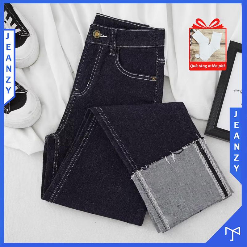 Product Introduction of Quần jean chỉ nổi màu xanh tím than kiểu quần jean ống suông hot trend JEAN ZY 35