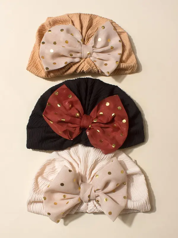 Baby's Bow Decor Textured Beanie Hat, Casual Soft Comfortable Hat for Daily Wear, Newborn Infant Kids Accessories for All Seasons 4