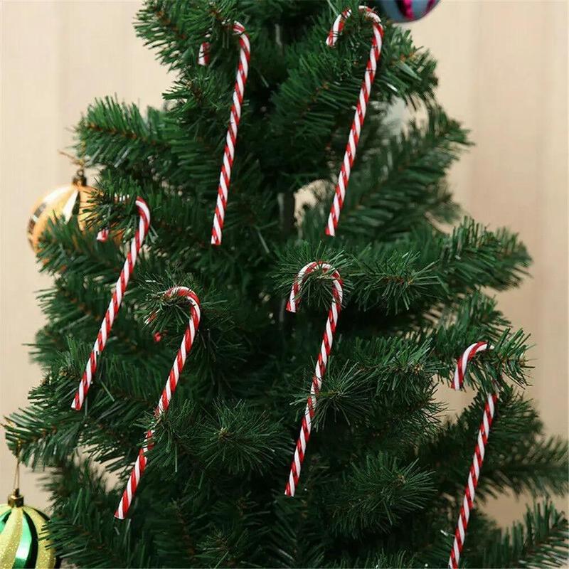 Product Introduction of 10Pcs Christmas Candy Cane Pendant Xmas Tree Craft Hanging Ornaments Home Party Gifts Christmas Green Red Lollipops Decorations 9