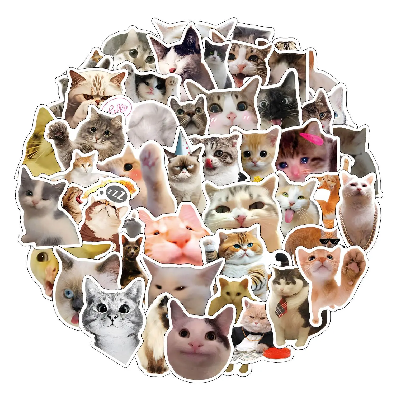 300 Pieces Cute Cat and Dog Facial Expression Bag Stickers, Decorative Mobile Phone Luggage, DIY Hand Account Waterproof Stickers