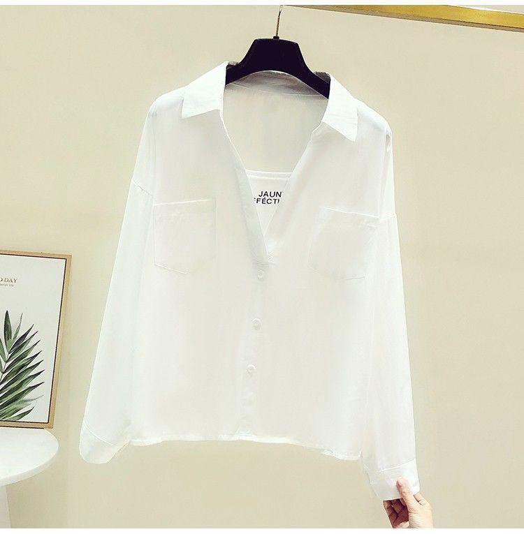 Product Introduction of Design White Younger Shirt Long Sleeve Women's Spring and Autumn 2023 New Korean Style Loose False Two Pieces All-Matching Top 15