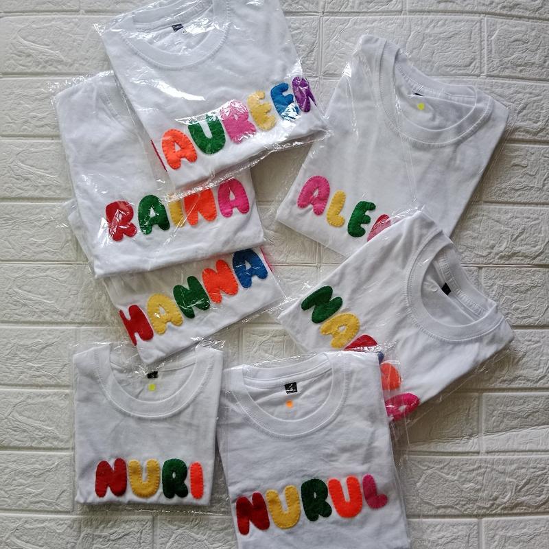 Product Introduction of kaos nama anak bahan Katun kombad adem untuk anak laki-laki dan perempuan usia 0-13 tahun lengan pendek 3