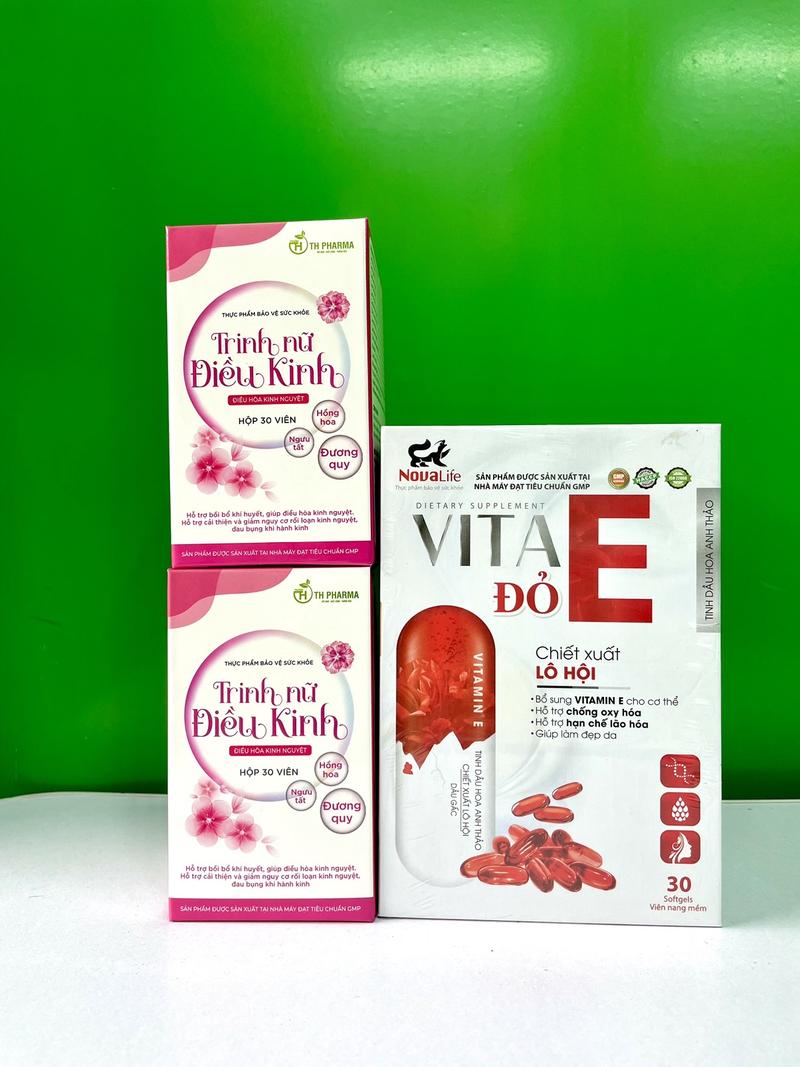 Product Introduction of -Combo 1 hộp Viên uống bổ sung nột tiết Vita E đỏ hoa anh thảo +2 hộp Trinh Nữ Điều Kinh. Giúp da sáng mịn cân bằng nội tiết, điều hoà kinh nguyệt, hỗ trợ tốt thả bebe(tặng 1 chai Ddvs Lady care  150ml) 1