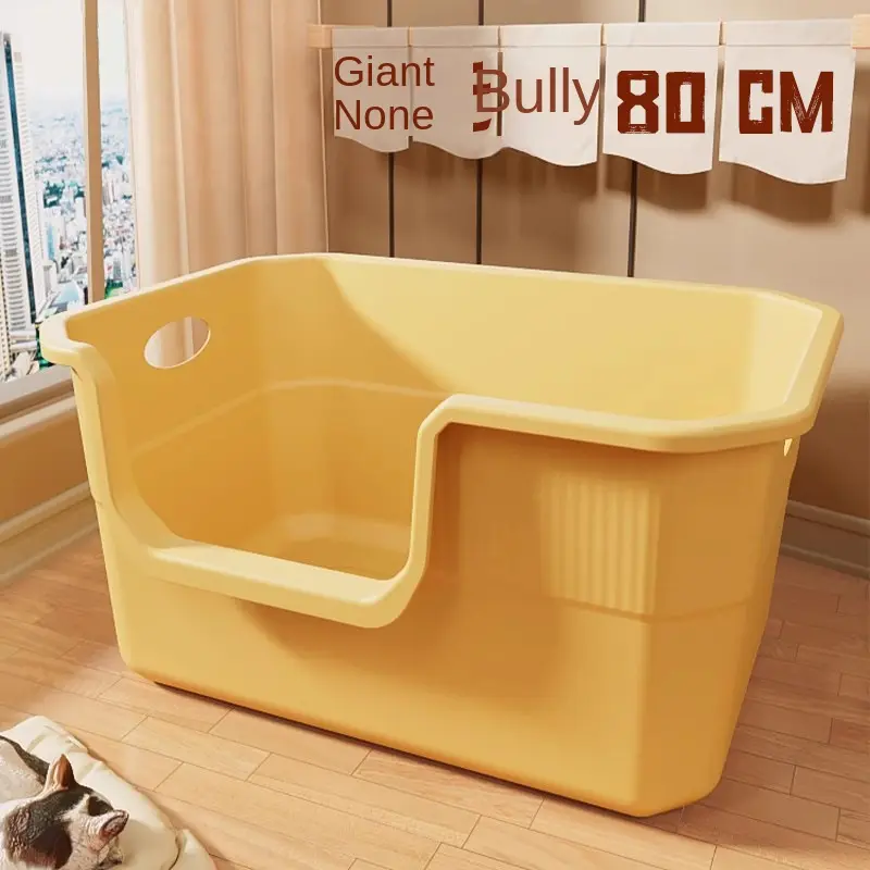 Litter Box Oversized Anti-Splash Cat Toilet Extra Large Pet Supplies Deodorant Giant Open Litter Box Bason