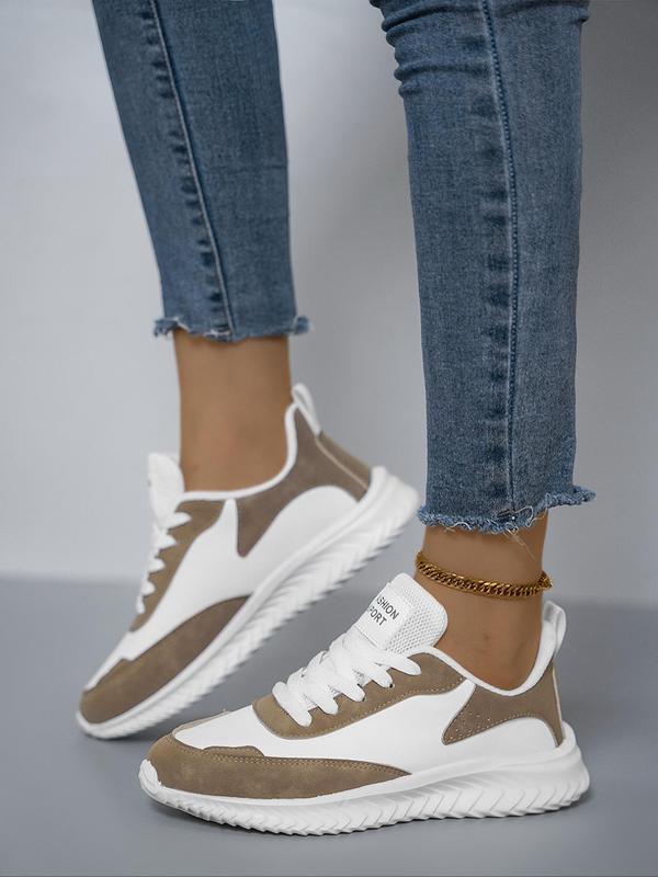 Women's Fashionable Patchwork Lace Up Low Top Sneakers, Casual Comfortable Breathable Sports Running Shoes, All-match Basic Shoes for Daily Wear 4