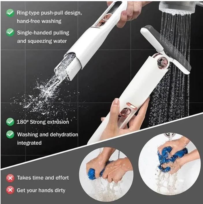 Cây Lau Bàn Bếp Tự Vắt Thông Minh Mini 25cm, Bọt Biển Siêu Thấm Hút Đa Năng, Gập Gọn Lau Sàn Cây Lau Nhà 7