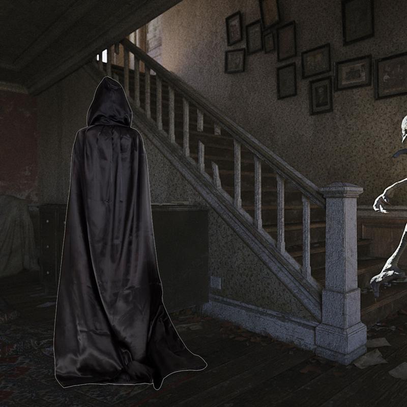 Áo choàng đội đầu Halloween, dài, có mũ trùm đầu, Cosplay, Trang phục ma cà rồng và quỷ dữ, Áo choàng 5