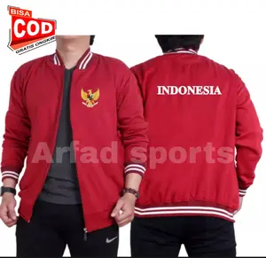 JAKET HOODIE VARSITY ZIPPER DISRO BOLA TIMNAS INDONESIA TERBARU UNISEX PREMIUM