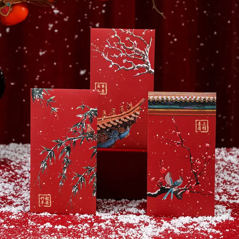 Phong Bì Màu Đỏ Thành Phố Bị Cấm, Gia Dụng, Cảnh Tuyết, Dày, Túi Đựng Tiền 2025, Họa Tiết Hỗn Hợp, Phong Cách Truyền Thống Trung Quốc, Túi Màu Đỏ, Thích Hợp Cho Trẻ Em 1