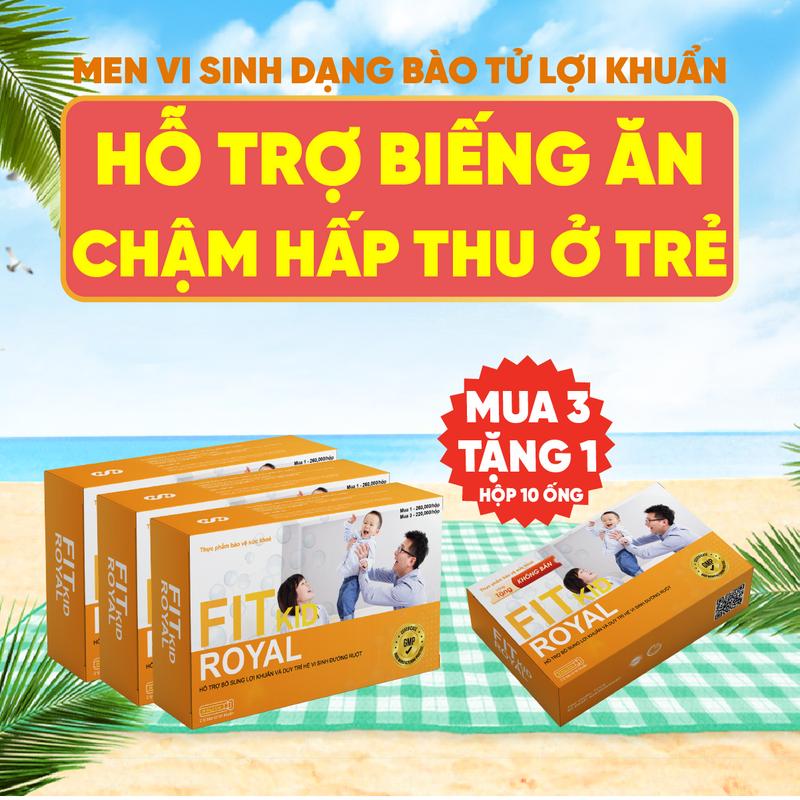 [Mua 3 tặng 1] Men vi sinh cho bé FitKid Royal - Bào tử lợi khuẩn Anh Quốc dành cho trẻ biếng ăn, kém hấp thu 20 ống x 5ml