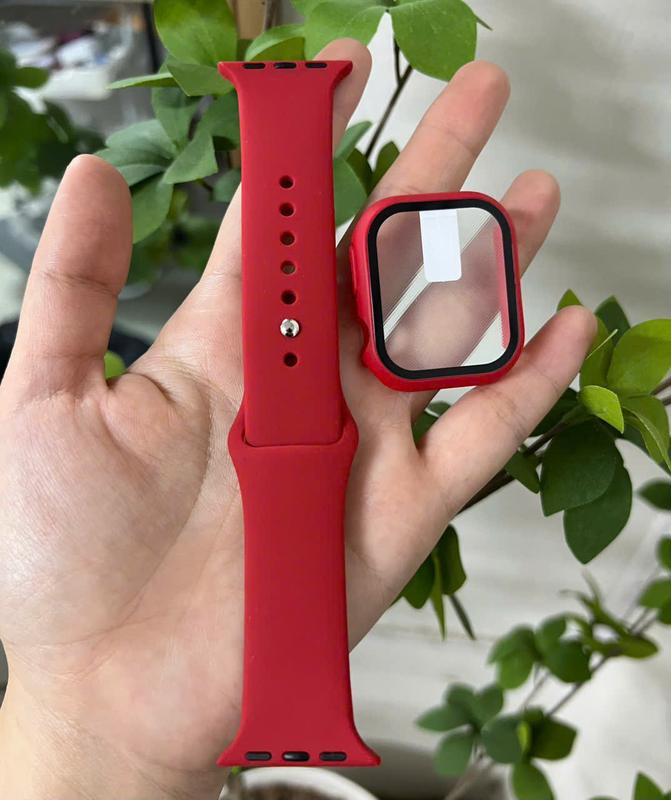 Combo dây silicone và ốp kính cường lực bảo vệ cho đồng hồ thông minh Ultra seri 10 9 8 7 6 5 4 3 2 1