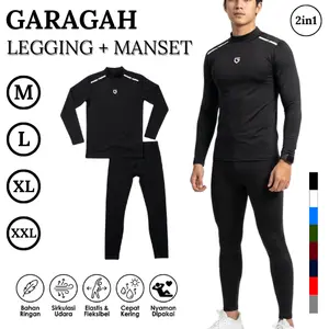 Baselayer Olahraga Pria 2-in-1 | Manset & Legging Compression Performansi Tinggi