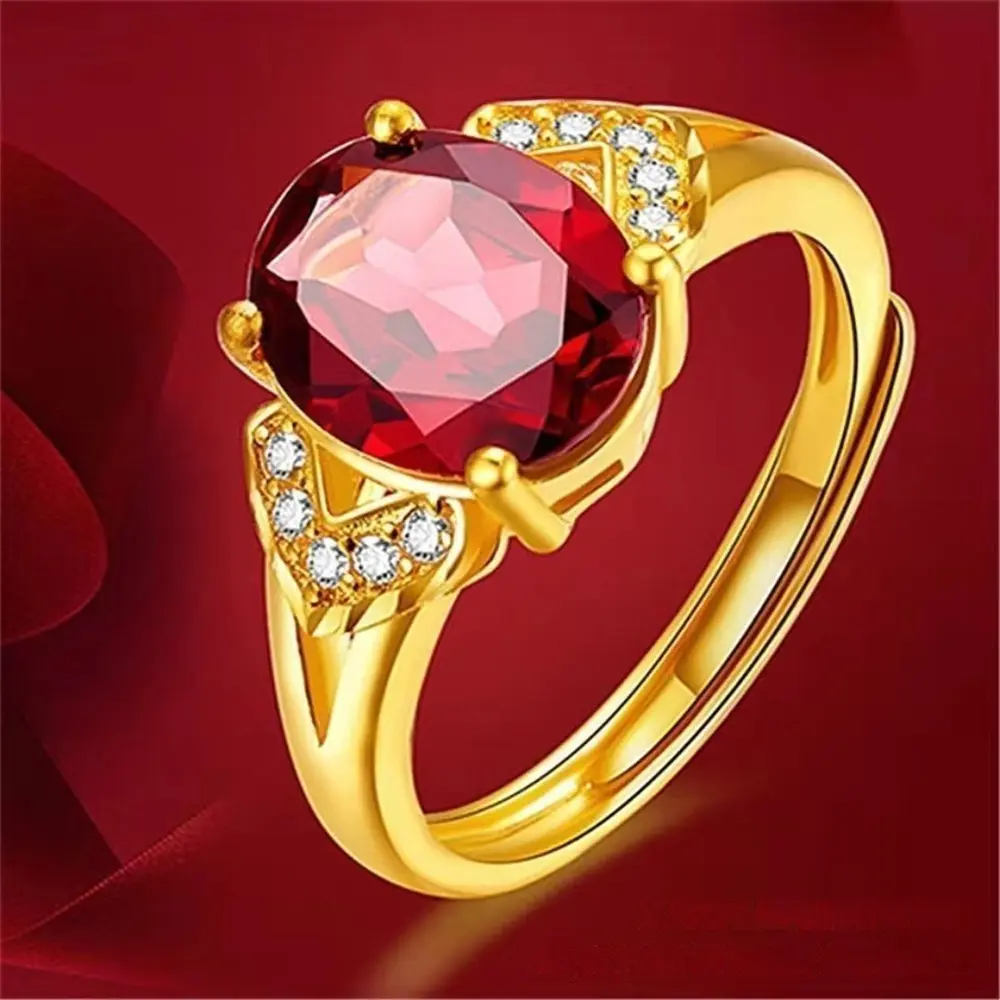 Nhẫn Đá Ruby Pha Lê, Nhẫn đôi, Màu Bạc Dành Cho Nữ, Thích Hợp Cho Đám Cưới Và Đính Hôn, Mở Và Có Thể Điều Chỉnh, Phong Cách Hàn Quốc Thời Trang