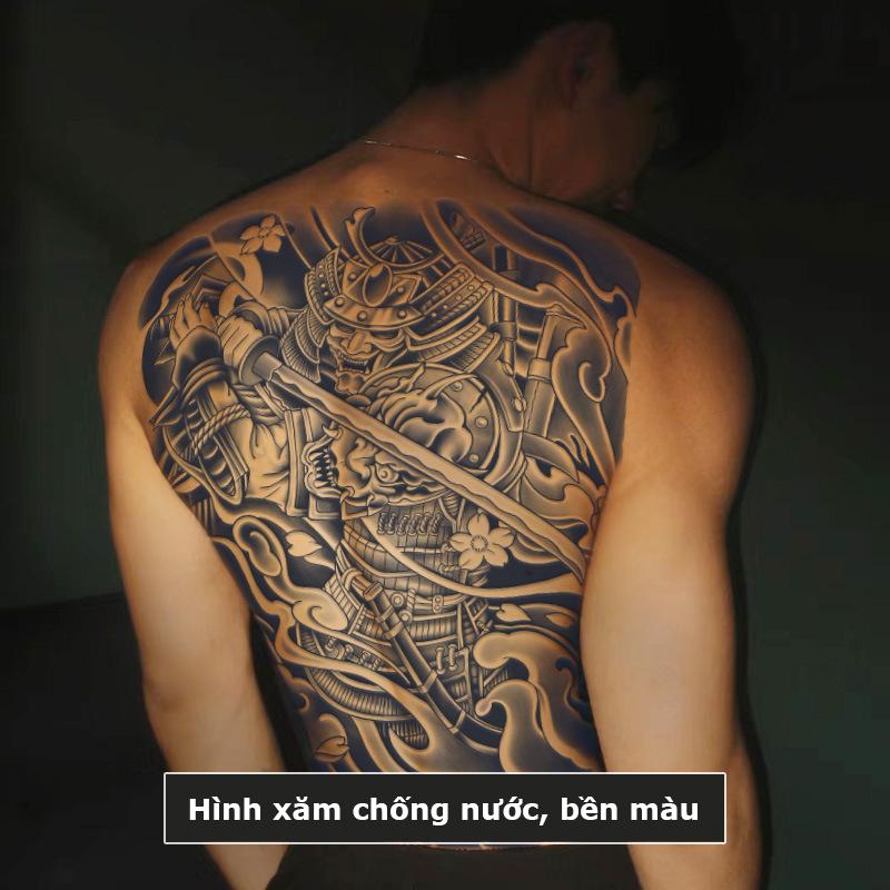  Hình xăm tạm thời full lưng BD-023 miếng dán hình săm samurai nhật cổ 15 ngày chống nước 