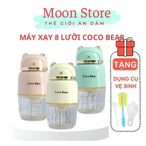 Máy xay 8 lưỡi dao Coco Bear Gấu hoặc Mèo xay đồ ăn dặm cho bé - Bảo hành 18 tháng (Tặng tách trứng, thìa vét, cọ rửa)