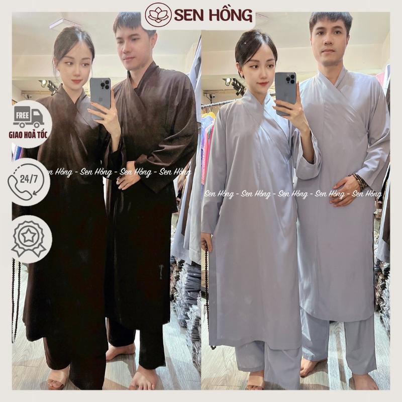 ÁO TRÀNG PHẬT TỬ ĐI CHÙA hoặc tu tại gia nam nữ - áo pháp choàng khi hành lễ vải kate lụa mềm có co giãn - áo lam ATKL