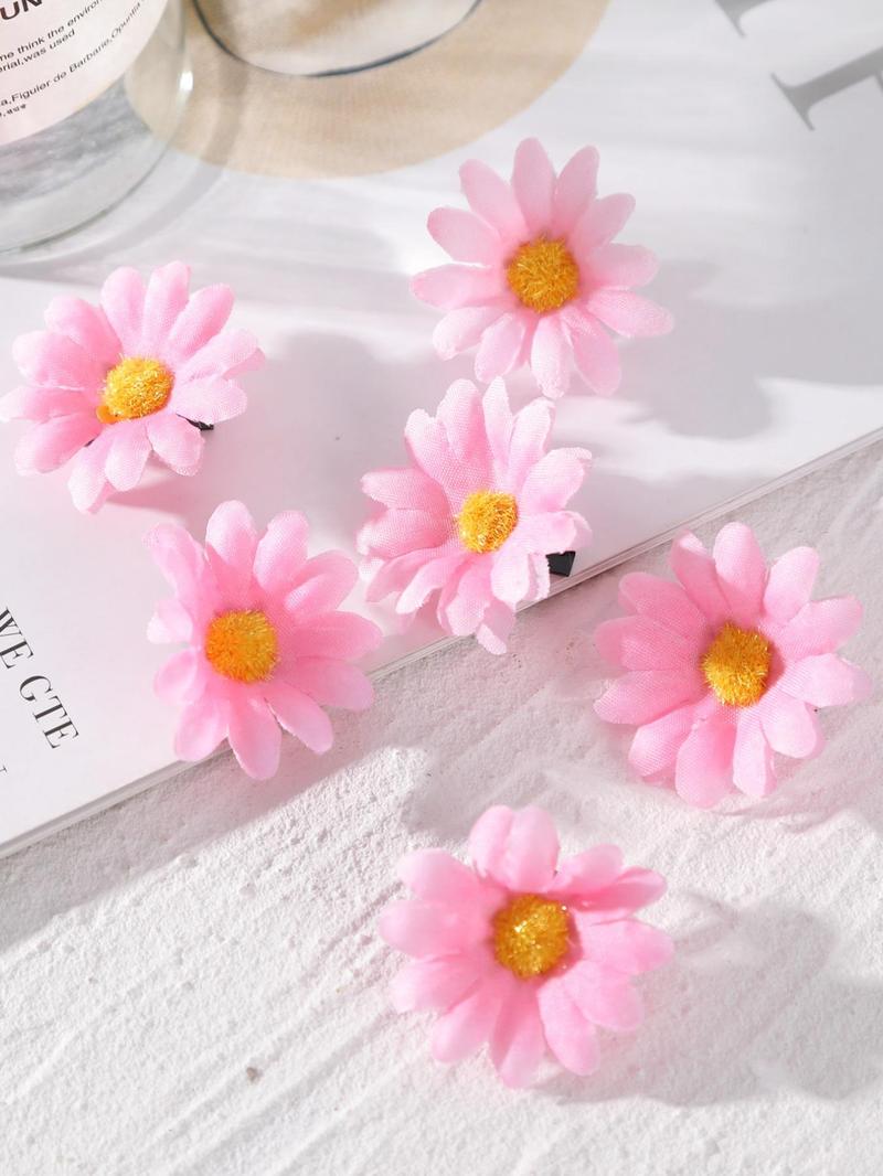 Product Introduction of 6pcs Boho Floral Decorative Hair Clips, Cute Sunflower Design Hair Accessories for Girls, Minimalist Headwear Suitable for Hair, Fashion Hair Accessories for Party, Daily Clothing Decor 10