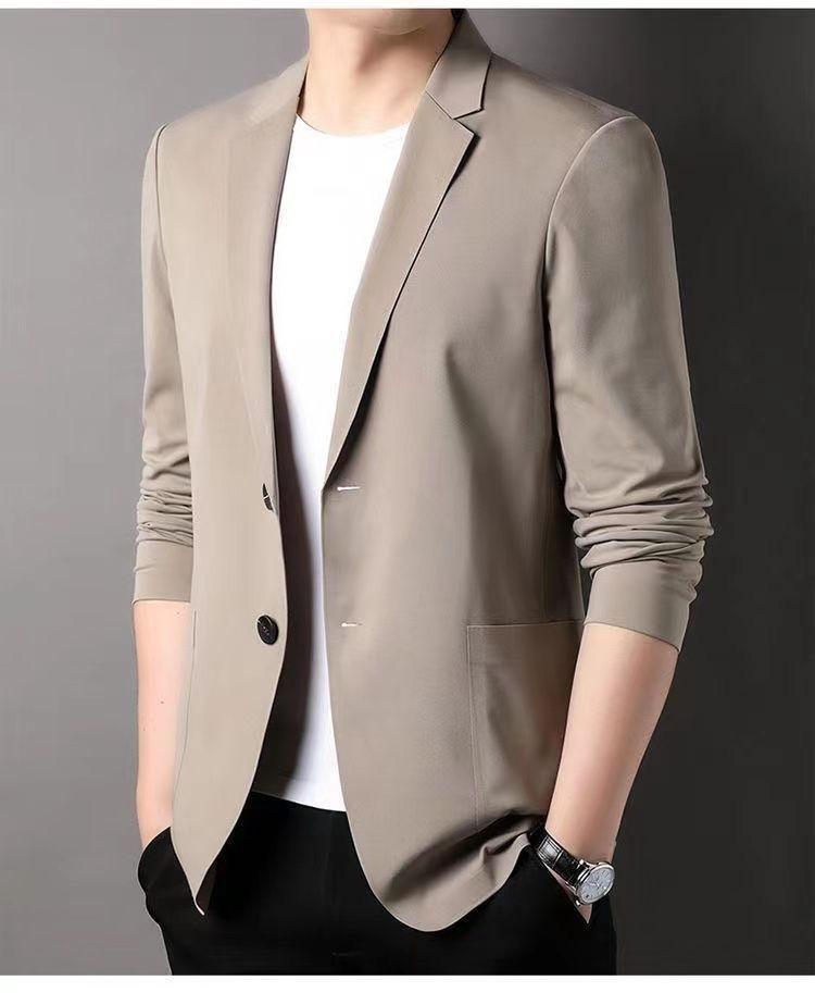 Product Introduction of Men's Ice Silk Lightweight Leisure Suit Ultra-Thin Breathable Sunscreen Top Non-Ironing Single Western Suit Jacket 24