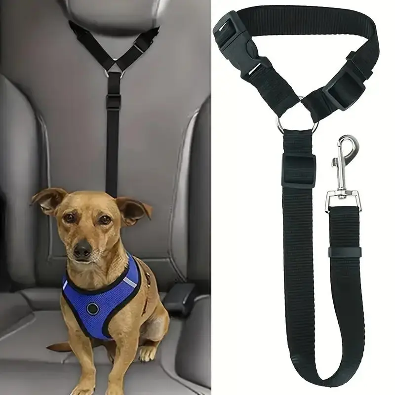 Adjustable Dog Car Seat Belt, 1 Count Pet Car Safety Belt with Sturdy Metal Buckle, Comfortable Pet Travel Accessories for Outdoor Walking 6