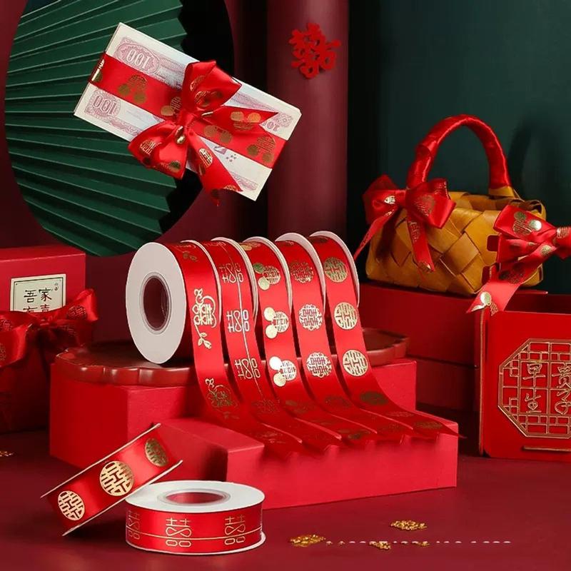 Ruy Băng Song Hỷ,  Ruy Băng Cưới, Ruy Băng Lụa Đỏ Trang Trí Đám Cưới 1