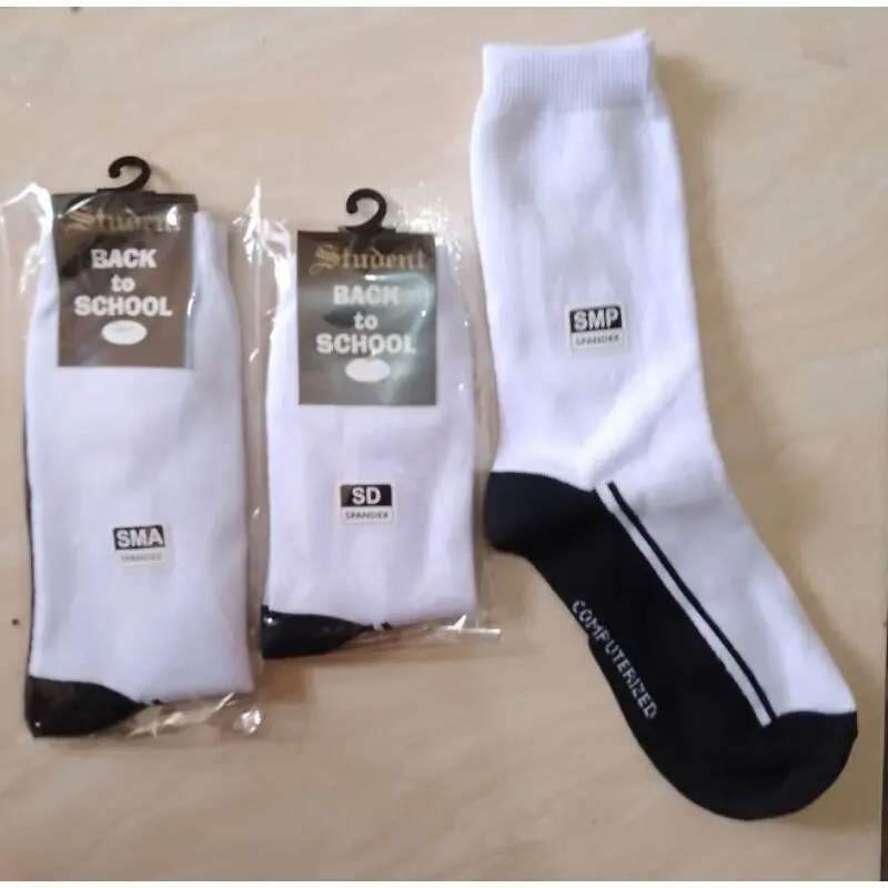 Kaos Kaki Sekolah SD, SMP, dan SMA Hitam Putih Lembut Pria Wanita - Cowok, Dewasa, Kantor, Casual, Kerja, Unisex, Nyaman