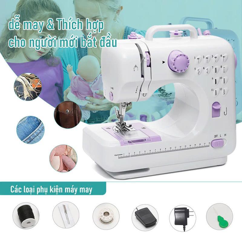 Máy May Gia Đình Mini 505L Có Đèn Led Có Vắt Sổ 12 Đường May Dễ Dàng Sử Dụng