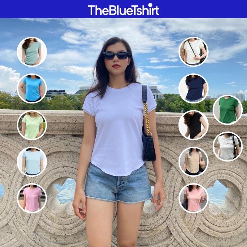 TheBlueTshirt - Áo thun tay ngắn nữ phom ôm vừa vặn, kiểu vạt bầu - 1990s Tshirt