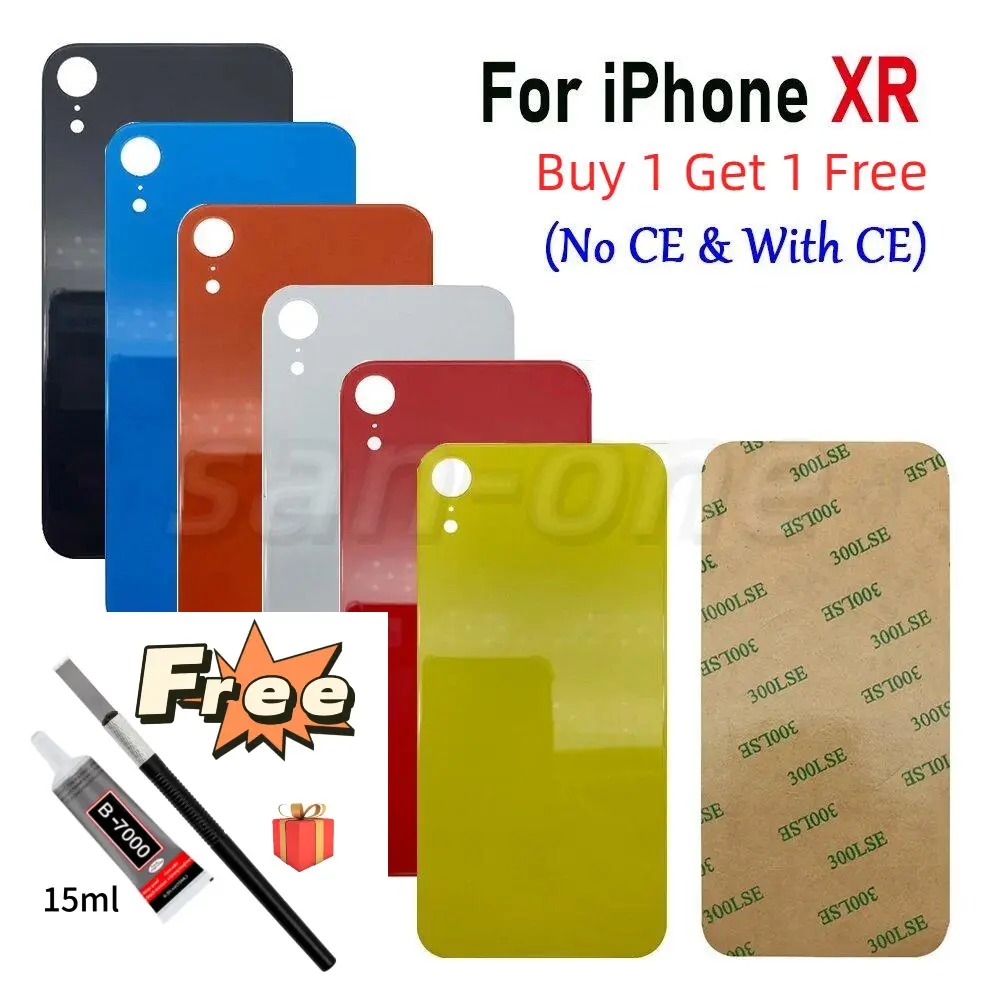 Bahagian Gantian iPhone XR, Panel Kaca Belakang Lubang Kamera Besar, Penutup Bateri, Kaca Belakang Perumahan, Beli 1 Dapat 1 Tawaran Percuma, Termasuk Alat