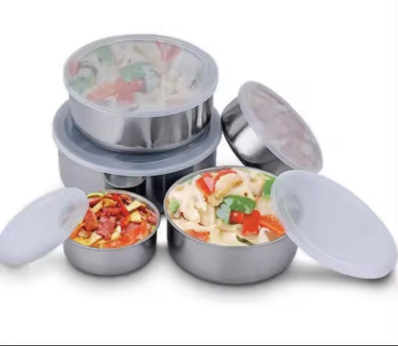 Product Introduction of 5 Pieces Sealed Crisper Stainless Steel FoodStorage Boxes Fruit Vegetable Fresh PreservationContainer 7